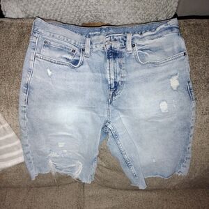 Old Navy Men's Light Blue Distressed Denim Shorts